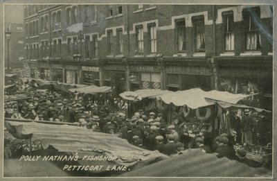 Polly Nathans viswinkel, Petticoat Lane, Londen door English Photographer